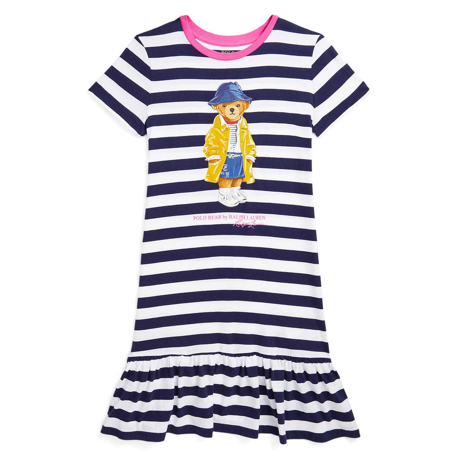 Polo Ralph Lauren Striped Polo Bear Cotton Jersey Dress